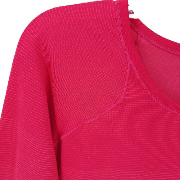 Brooks Pink Ribbed Running Top LG - Picture 7 of 13